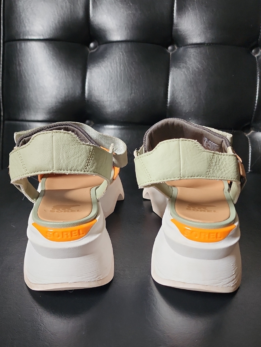 SOREL Kinetic Impact Y-Strap High Sandal Safari Sea Salt Koi Orange Platform 10 - Picture 10 of 13